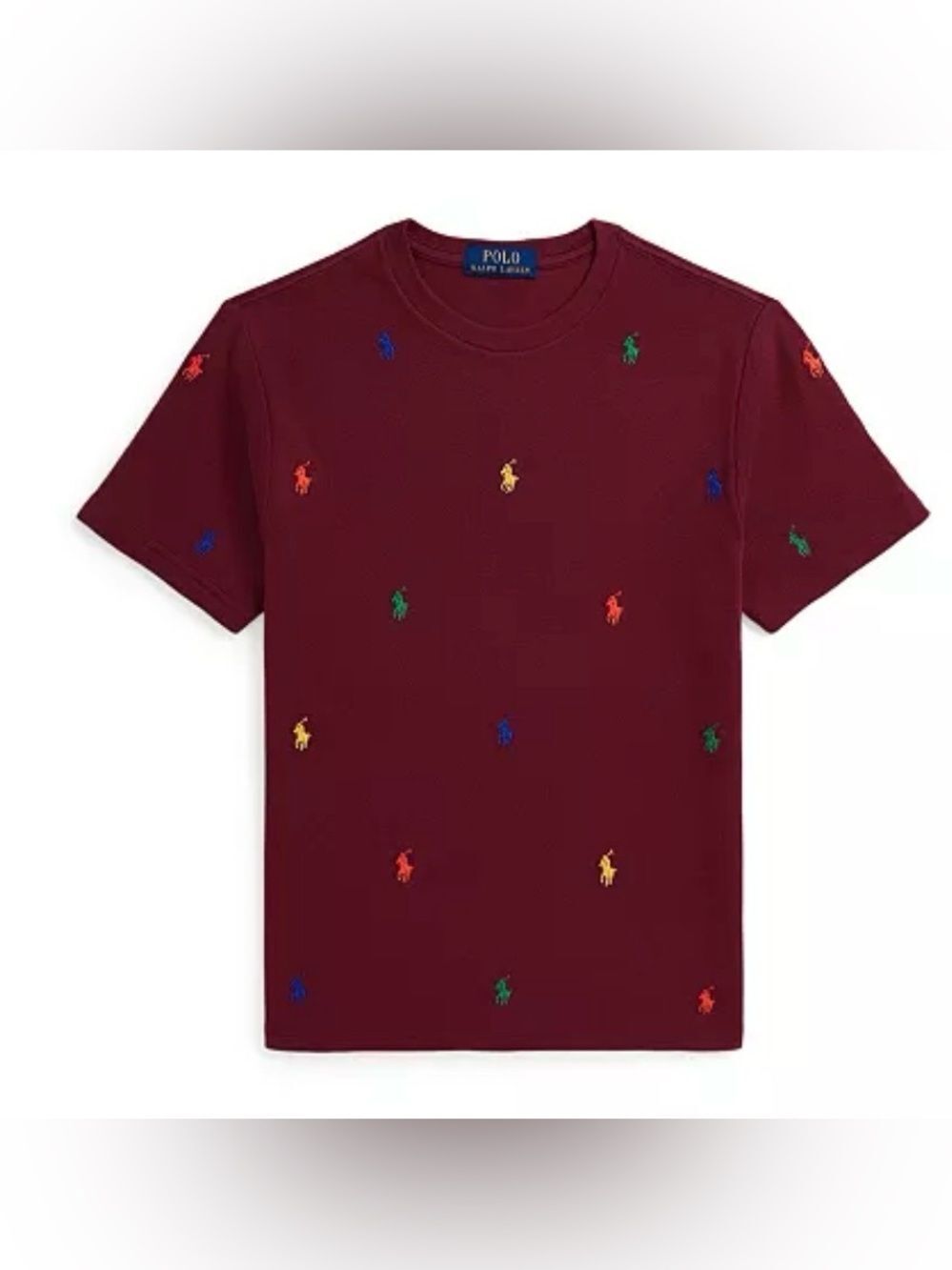Polo Ralph Lauren Big Boys Cotton Mesh Tee signature ponies embroider all over.